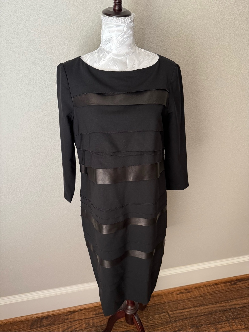 Piazza Sempione Black Layered Long-Sleeve Shift Dress
